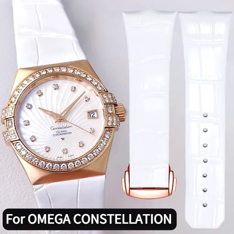 Omega Watch Constellation - Gebogen lederen horlogeband dames voor originele