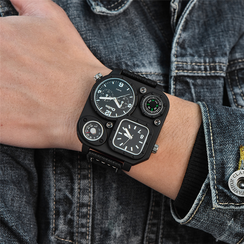 Compass Watch Luxury - Oulm Classic Black Casual Horloges Mannen