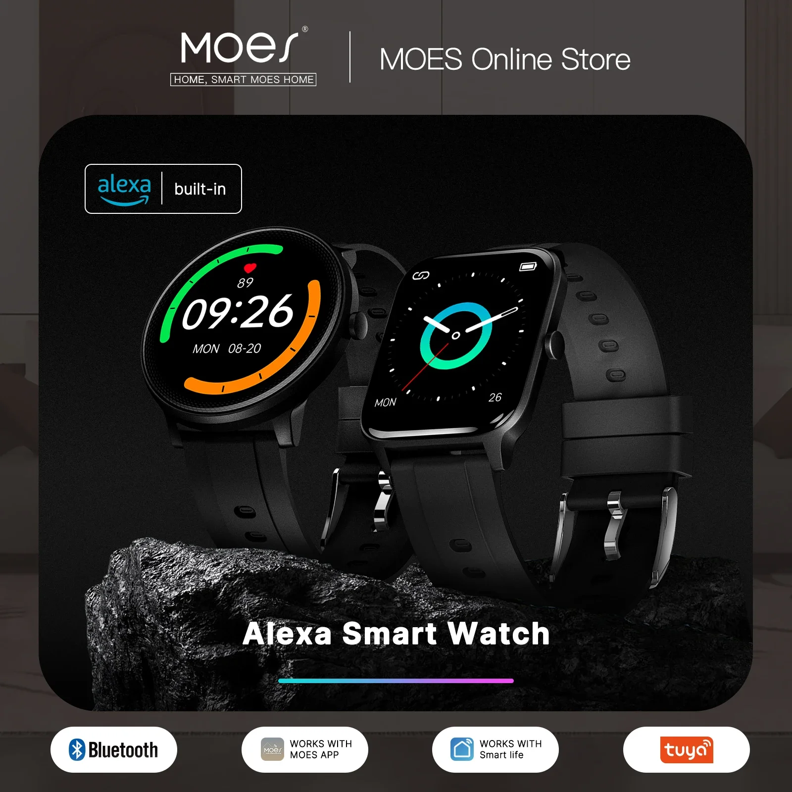 Open Heart Watch - Moes Smart Watch Alexa Ingebouwde Fitness