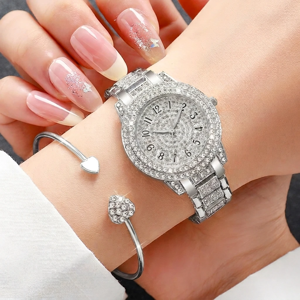 6PCS Fashion Rhinestone Damesh - Open Heart Watch recensie en prijs