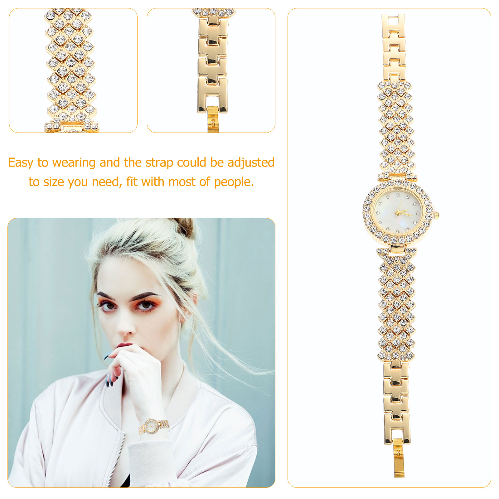 Rhinestone horloge, gouden tin - Luxury Watch Gift For Her recensie en prijs